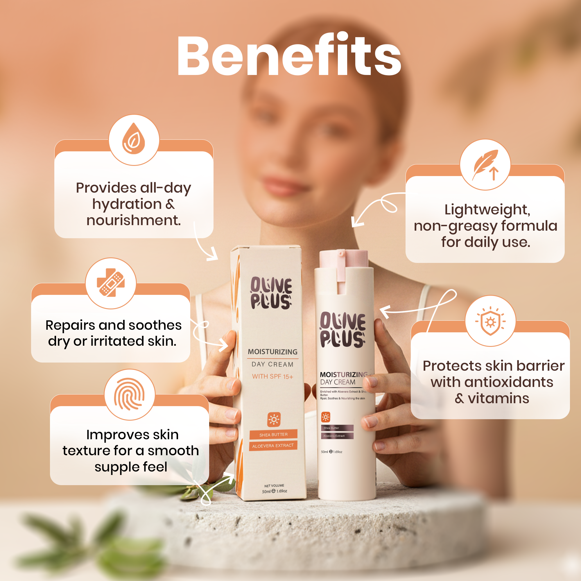 Moisturizing Day Cream SPF 15+ | Olive Plus – Olive Plus Shop