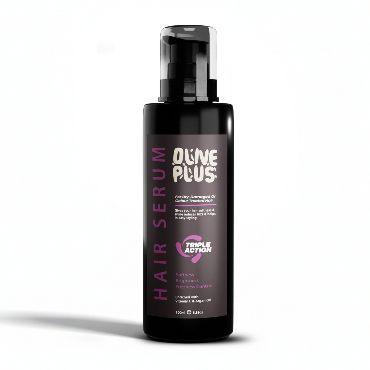 Olive Plus argan and vitamin E hair serum bottle
