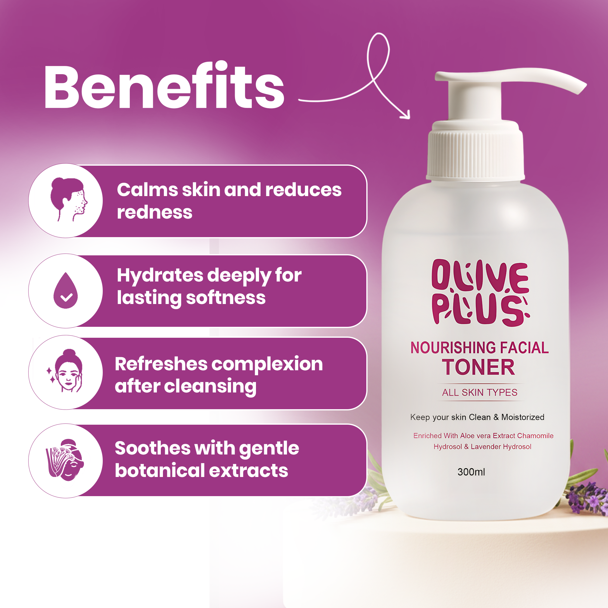 Nourshing Facial Toner | Hydrating Facial Toner | Olive Plus Shop