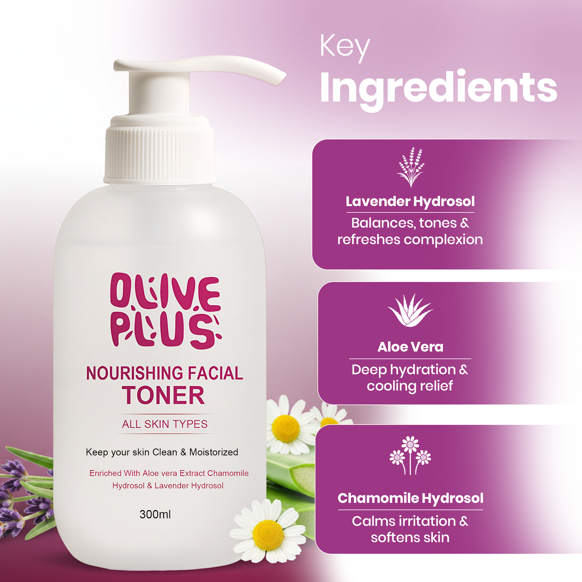 Nourshing Facial Toner | Hydrating Facial Toner | Olive Plus Shop