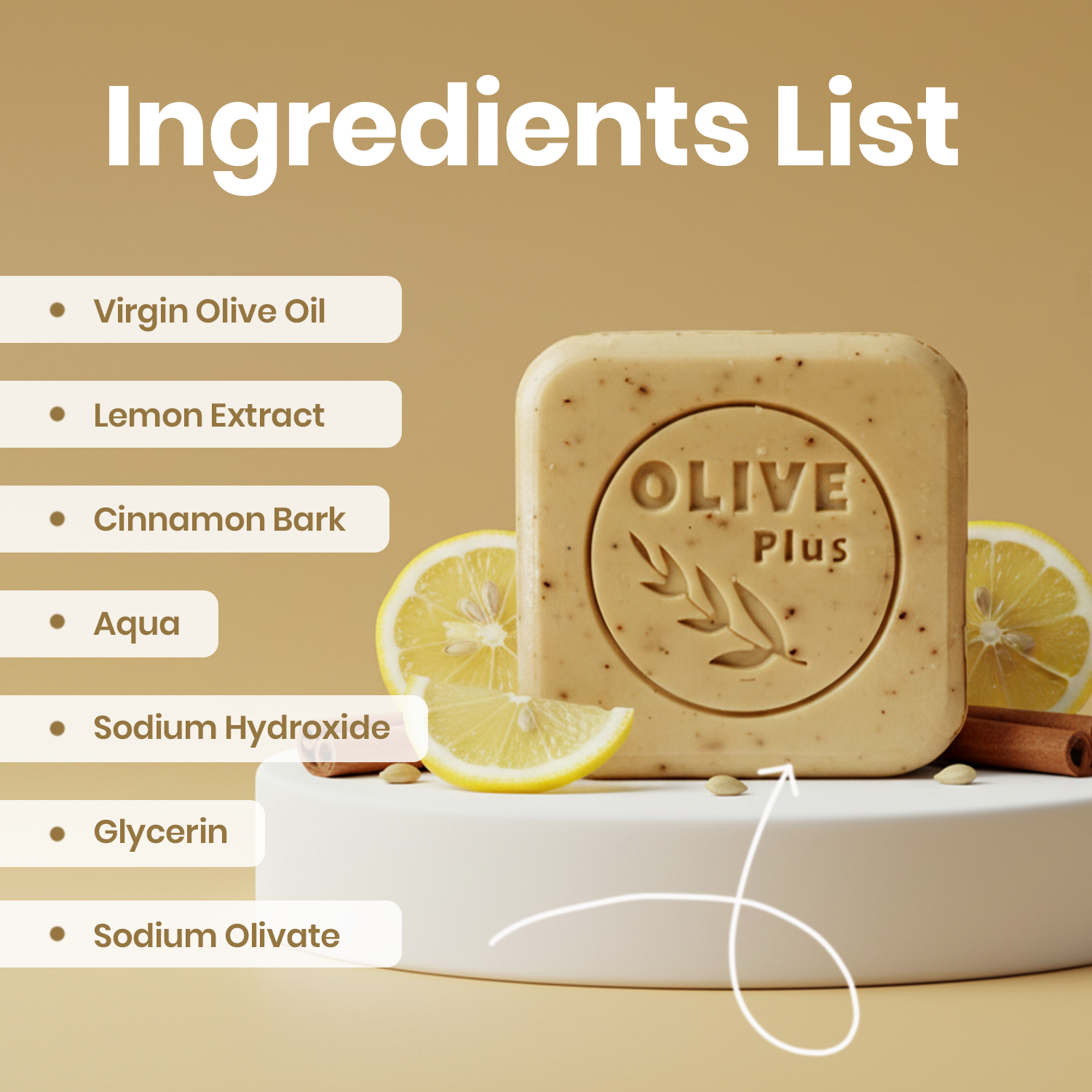 Cinnamon & Lemon Oil Bar Soap | Pure Soap | Olive Plus Shop