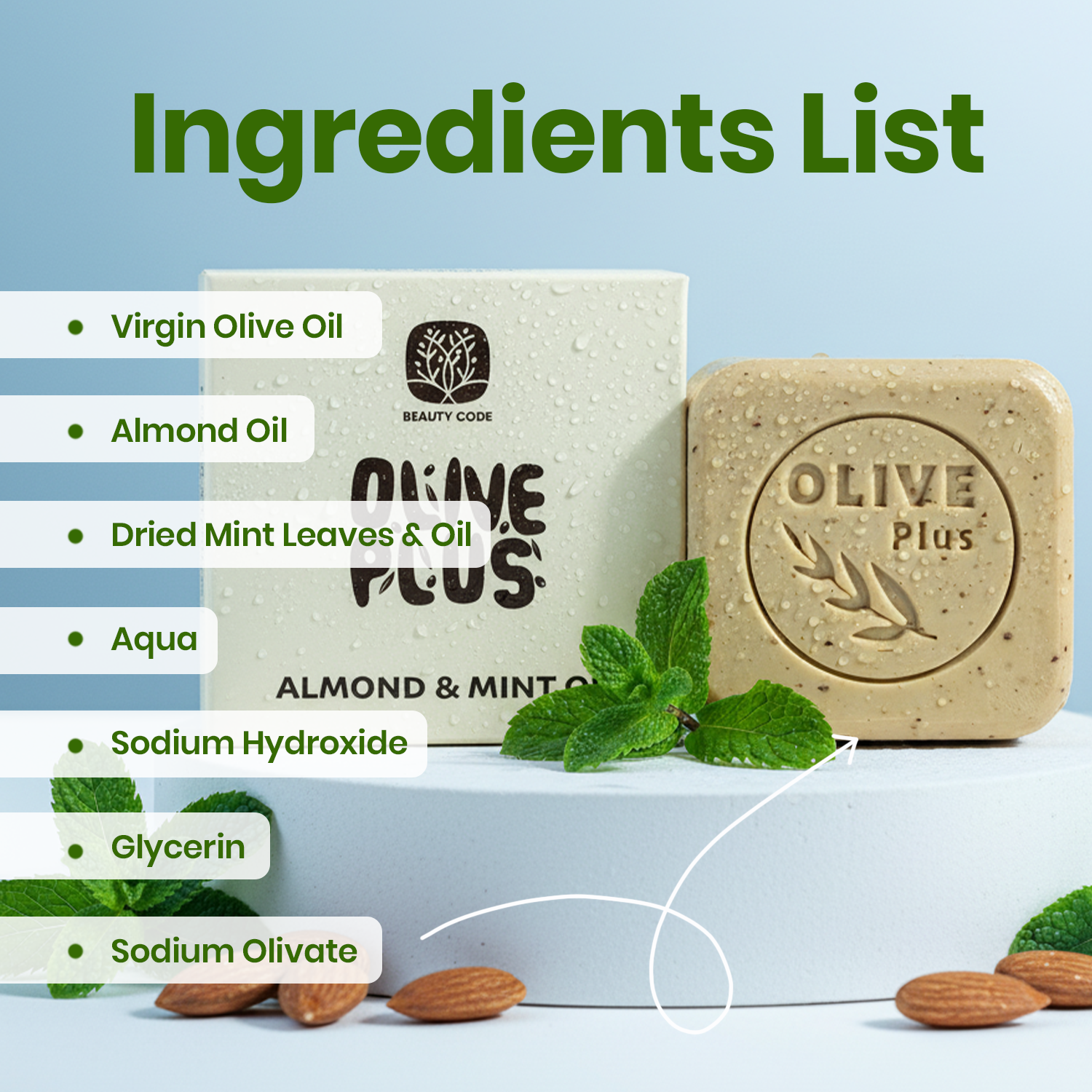 Almond & Mint Soap | Handmade Soap | Olive Plus Shop