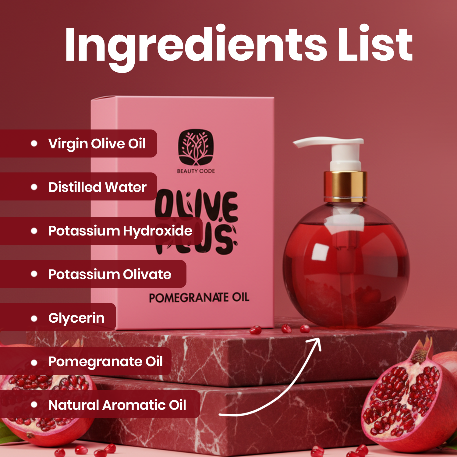 Pomegranate Oil Liquid Soap | Organic Liquid Soap | Olive Plus Shop