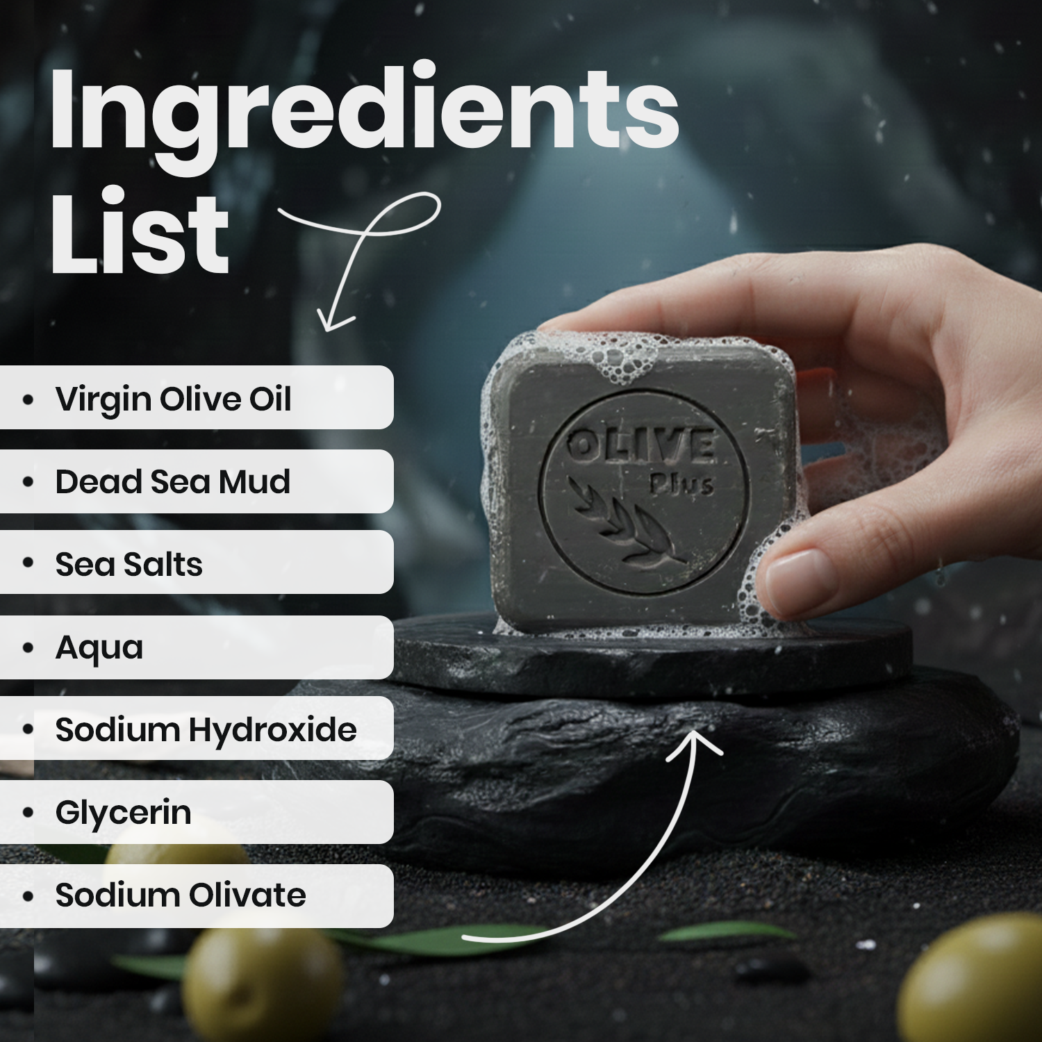 Dead Sea Mud & Salts Soap | Natural Bar Soap | Olive Plus Shop