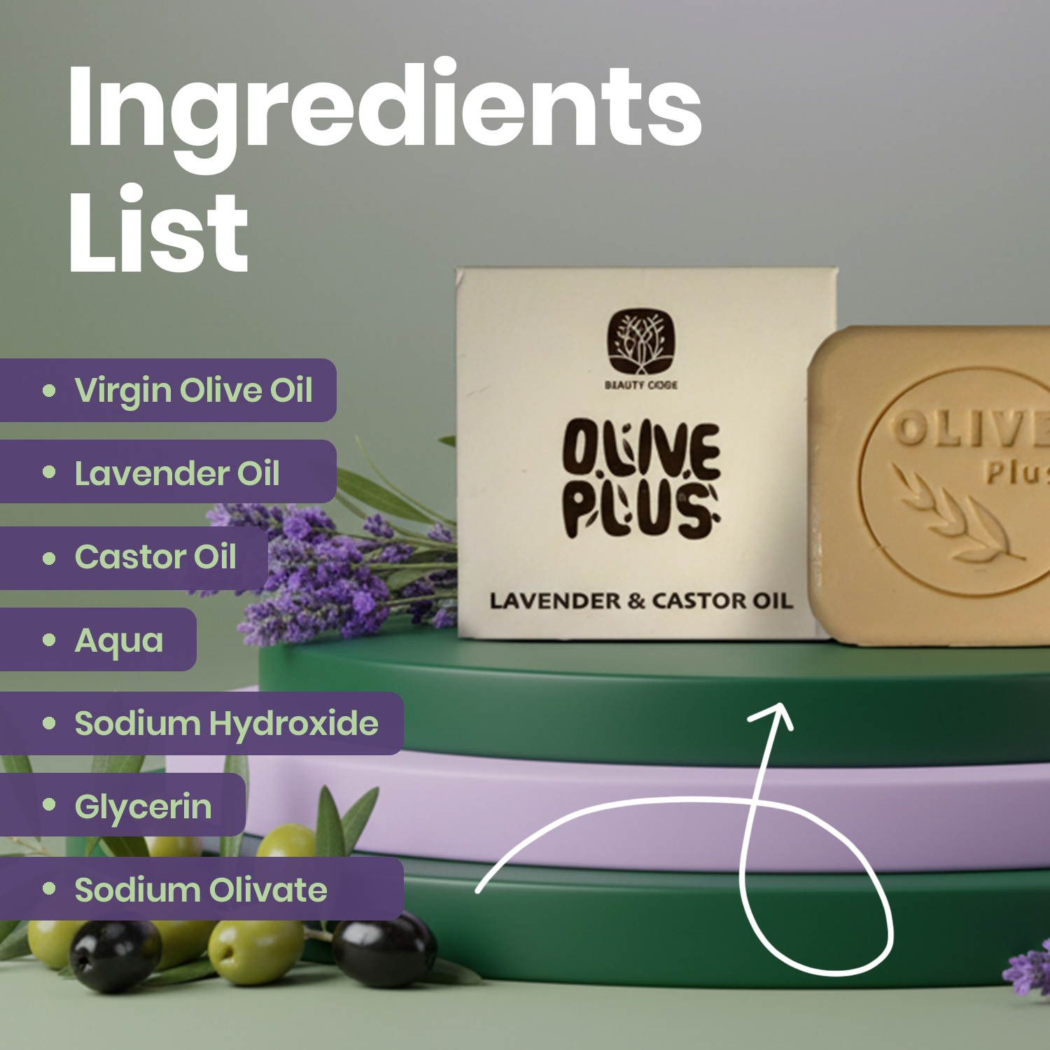 Lavender & Castor Oil Soap | Vegan Soap | Olive Plus Shop