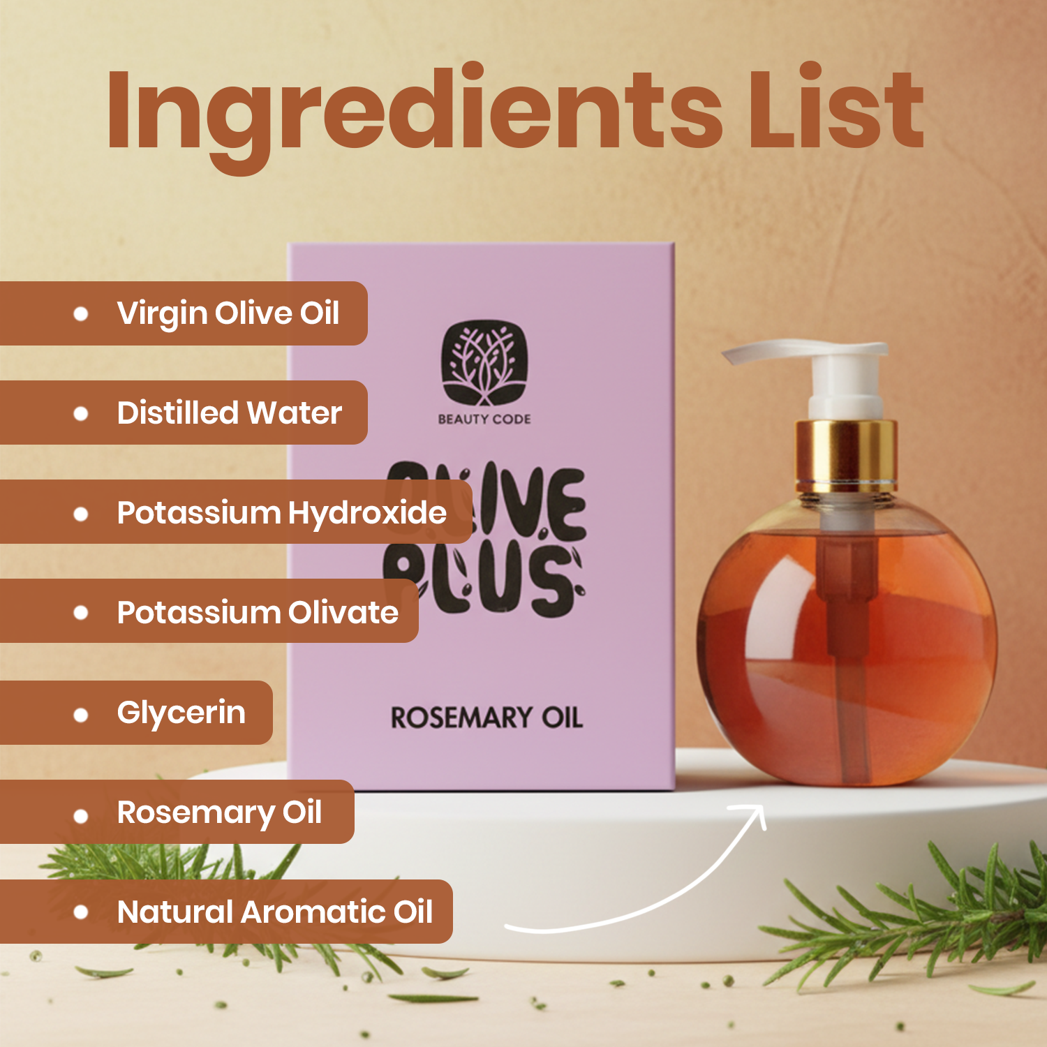 Rosemary Oil Liquid Soap | Organic Liquid Soap | Olive Plus Shop