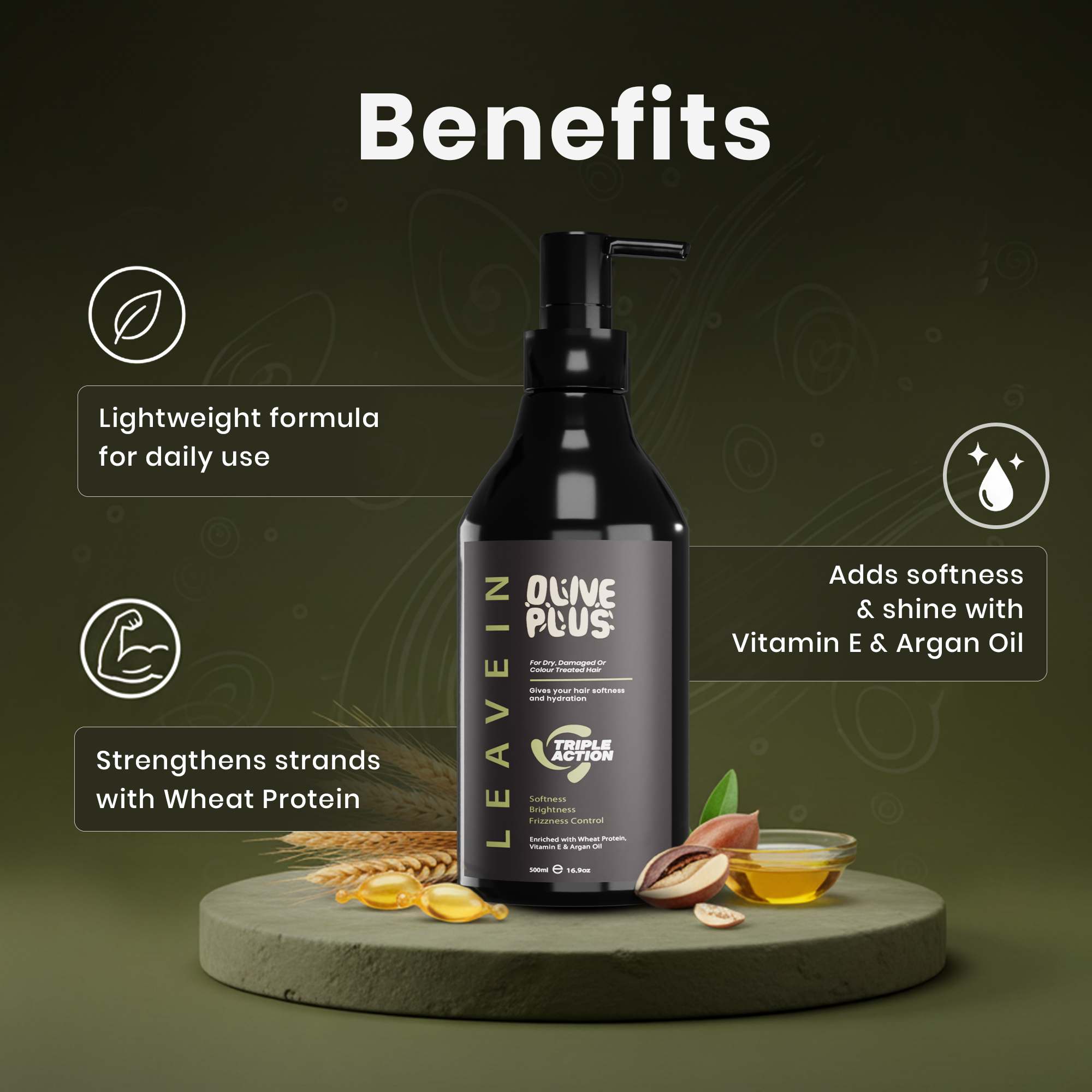 Leave-In Hair Treatment | Hair Serum | Olive Plus Shop