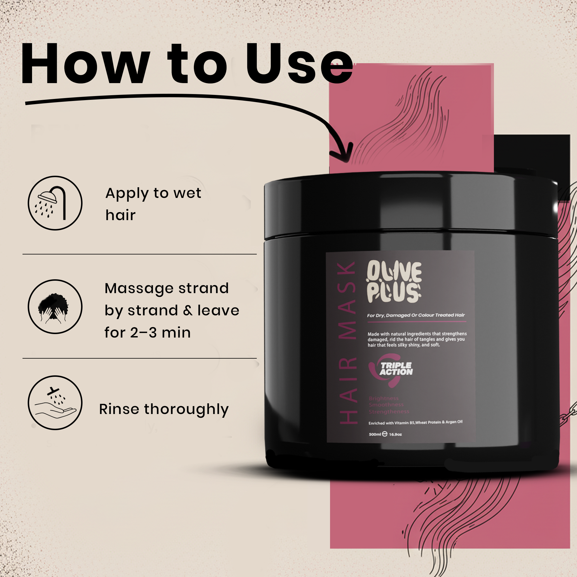 Olive Plus Hair Mask | Repairing Hair Mask | Olive Plus Shop