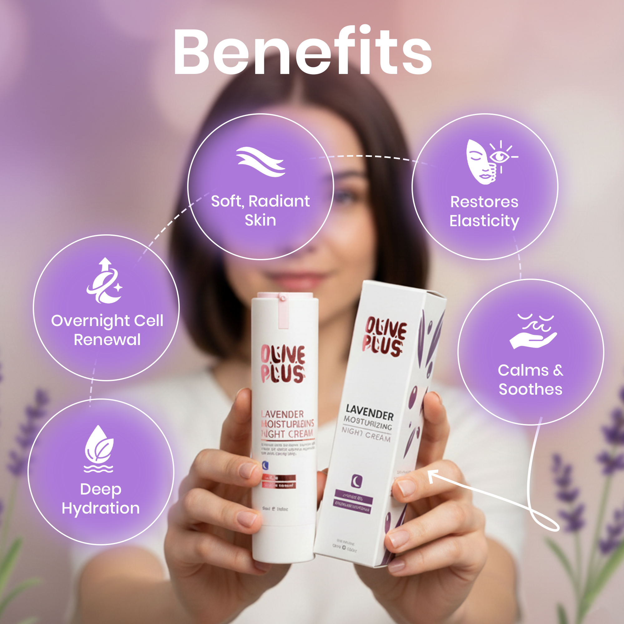 Lavender Moisturizing Cream | Lavender Night Cream | Olive Plus Shop